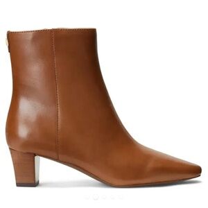 Lauren Ralph Lauren Willa Boots Saddle Tan Leather ankle bootie Sz 9.5 NEW